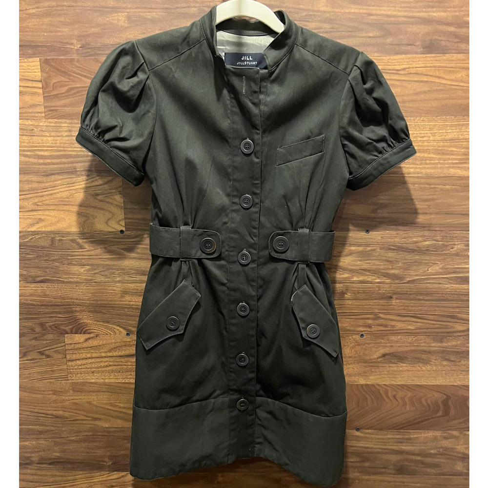 Women's Jill Stuart Dress Military Utility Mini Dress Army Green Unique Size 0